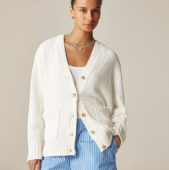 J. Crew Sweaters - J Crew Marina V-neck cardigan Sweater CM461 Size M Ivory